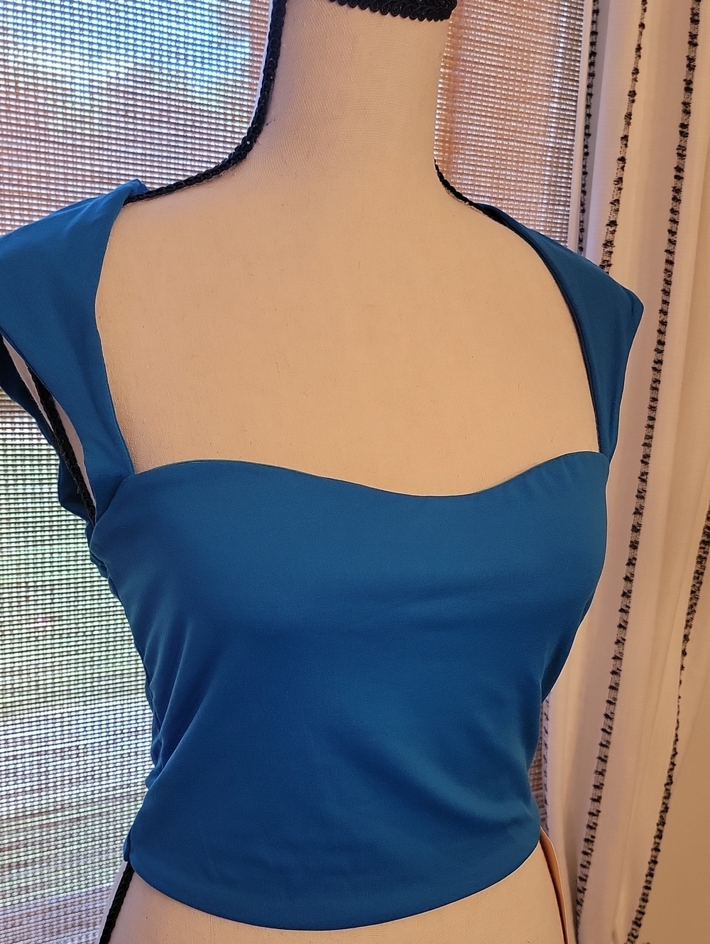 Shein Bright Blue Square-Neck Crop Top